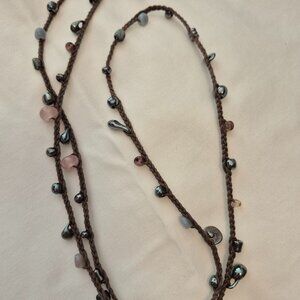 UNO DE 50 - Necklace -  Retired.   Leather woven with various types of beads.